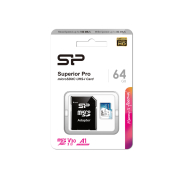 Silicon Power Micro SDXC 64GB Class 10 UHS-1 U3 V30 Superior Pro R100/W80 MB/s + SD Adaptor