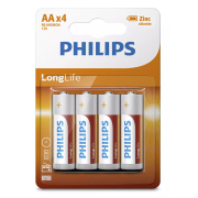 Philips Longlife Zinq Chloride Μπαταρίες AA R6 Mignon 4Τμχ