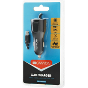 Canyon Φορτιστής Αυτοκινήτου 2.4A + μια Θύρα USB κι Ενσωματωμένο Καλώδιο Micro-USB Μαύρο C-031