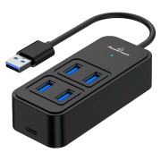 Powertech USB 3.2 Hub Ptr-0153 4x Θυρών 5Gbps USB Σύνδεση Μαύρο