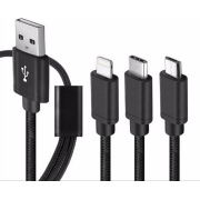 KLGO Καλώδιο Σχοινί 3σε1 High Speed Usb To Lightning Type-C Micro 1m