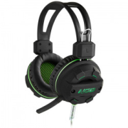 NOD Gaming Headset Με Ελαστικό Μικρόφωνο Σε Μαύρο Rubber Χρώμα Και Πράσινο LED Φωτισμό