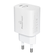Powertech Φορτιστής Τοίχου USB & USB-C PD QC3.0 20W Λευκός