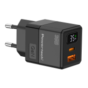 Powertech Φορτιστής Τοίχου σε Οθόνη Usb Usb C 35w Gan Μαύρος