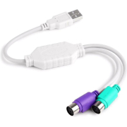 Powertech Καλώδιο USB Αρσενικό σε 2x PS2 Θηλυκό 0.20m Λευκό  CAB-U047