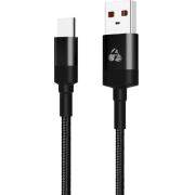 Powertech Eco Round Braided USB 2.0 Καλώδιο USB-C Αρσενικό σε USB-A Αρσενικό 1m Μαύρο