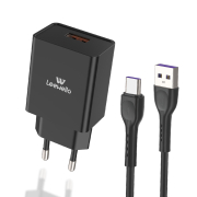 Leewello Φορτιστής με Θύρα USB-A και Καλώδιο USB Type-C 20W Μαύρο