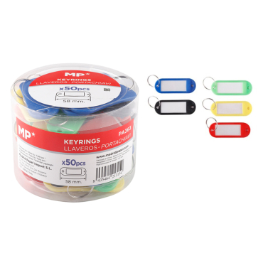 MP μπρελόκ κλειδιών με ετικέτα 20x58mm διάφορα χρώματα 50τμχ