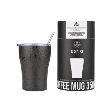 Estia Home Art Θερμός Coffee Mug Save The Aegean 350ml Noir Echo