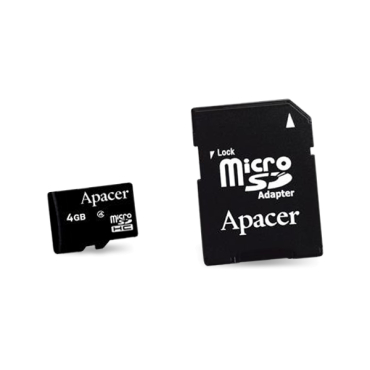 Apacer Micro SD Card 4GB HD Class 4 Retail with SD Adapter