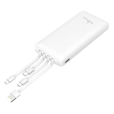 Powertech power bank με καλώδια 10000mAh PD 20W & QC 18W λευκό