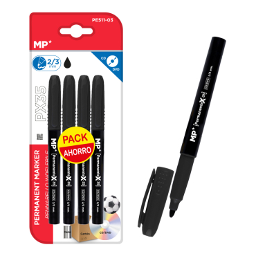 MP ανεξίτηλος μαρκαδόρος  2/3mm, μαύρος, 4τμχ