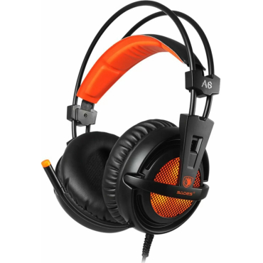 SADES Gaming Headset A6 Over Ear USB, LED Πορτοκαλί