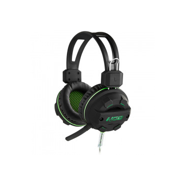NOD Gaming Headset Με Ελαστικό Μικρόφωνο Σε Μαύρο Rubber Χρώμα Και Πράσινο LED Φωτισμό