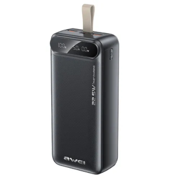 Awei PA-12 Power Bank 30000mAh 22.5W με 2 Θύρες USB-A και Θύρα USB-C Quick Charge 3.0 Μαύρο