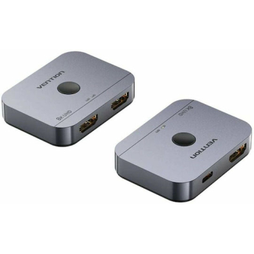 Vention 2-Port Bi-Directional 8K HDMI Switcher - Gray Aluminum