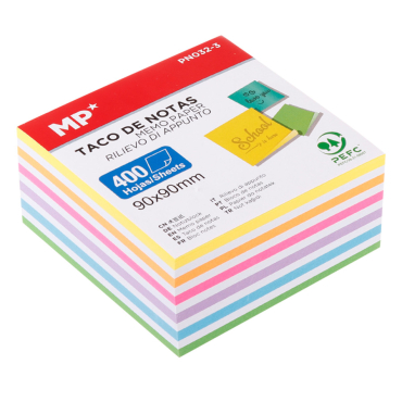 MP αυτοκόλλητα χαρτάκια σημειώσεων 90x90mm 400τμχ χρωματιστά