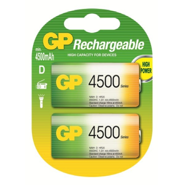 GP Πακ. 2 Επαναφ. D 4500 mAh NiMH