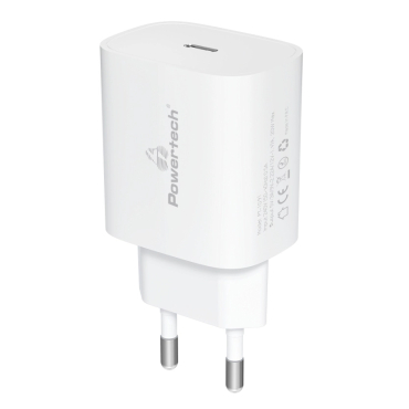 Powertech Φορτιστής Τοίχου USB-C Pd 20w Λευκός