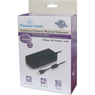 Powertech Τροφοδοτικό για Lenovo Laptop 90 Watt 20v4.5a